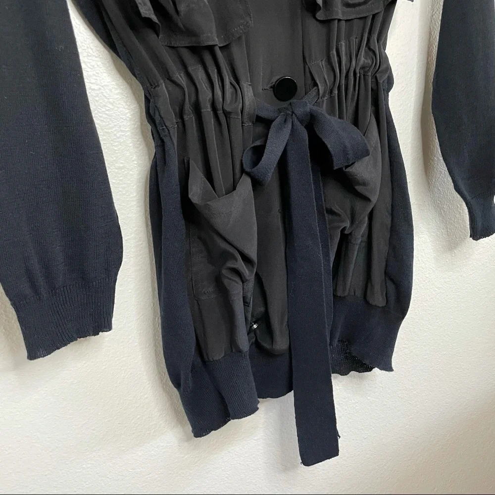 3.1 Phillip Lim Silk Cardigan Belted Button Front Utility Sweater Black Size 2